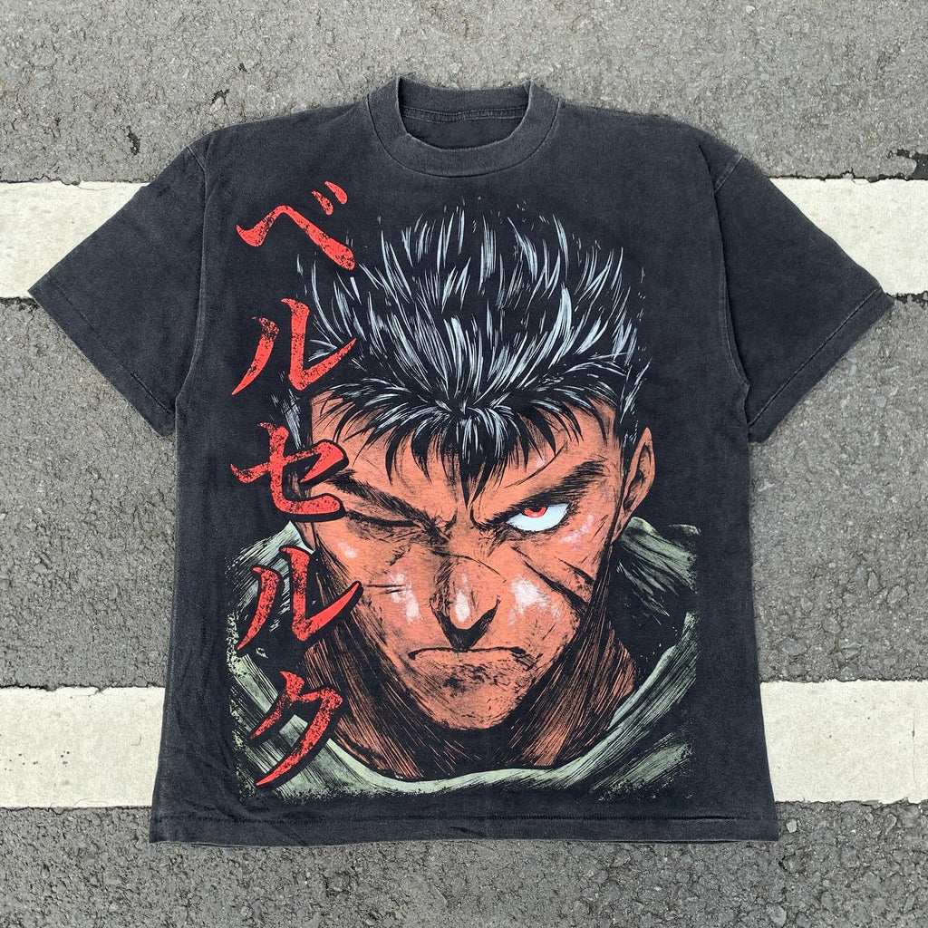 Berserk Anime Guts & Beast of Darkness Vintage Wash Heavyweight Cotton T-Shirt