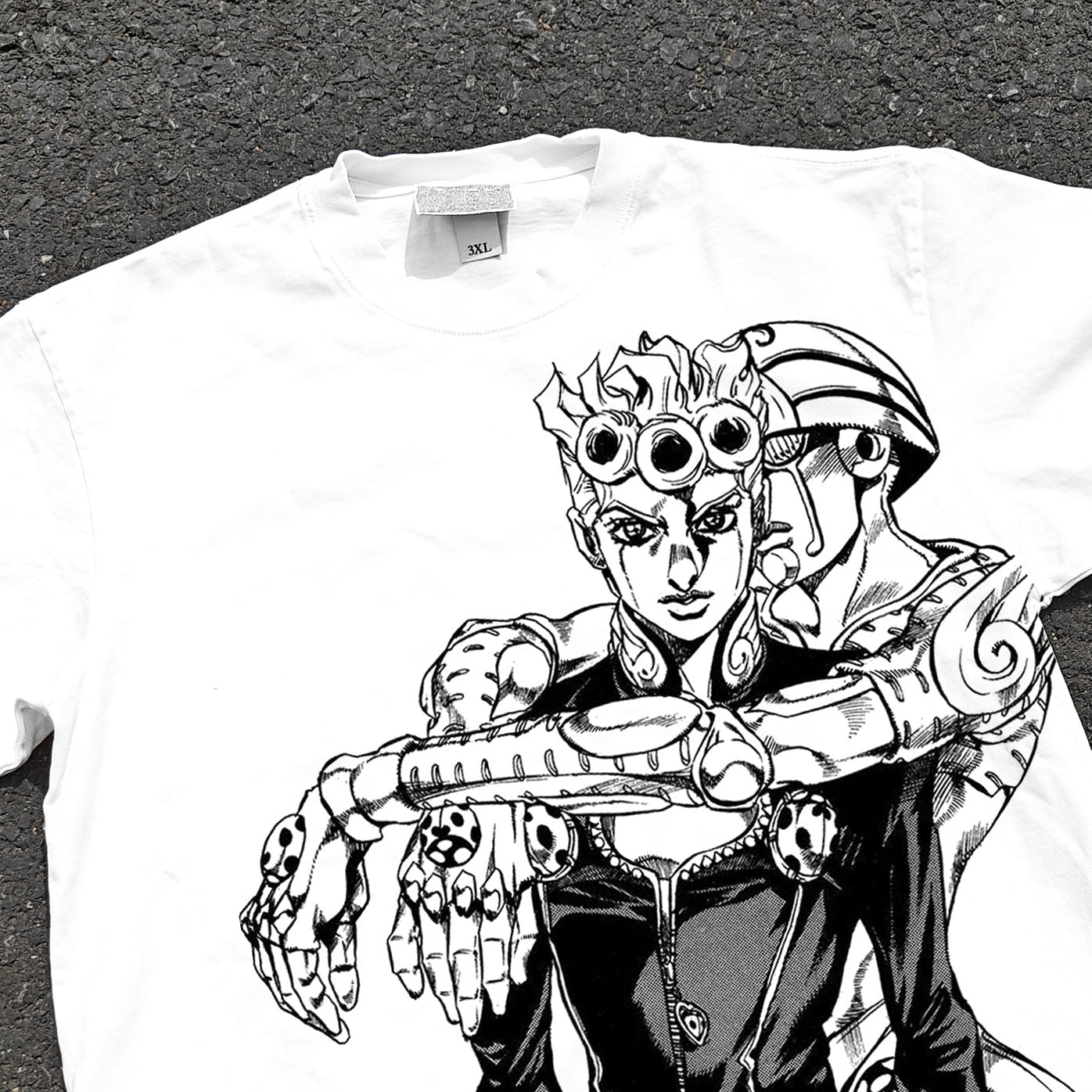 JoJo's Golden Wind Giorno Black & White Heavyweight Cotton T-Shirt 330gsm