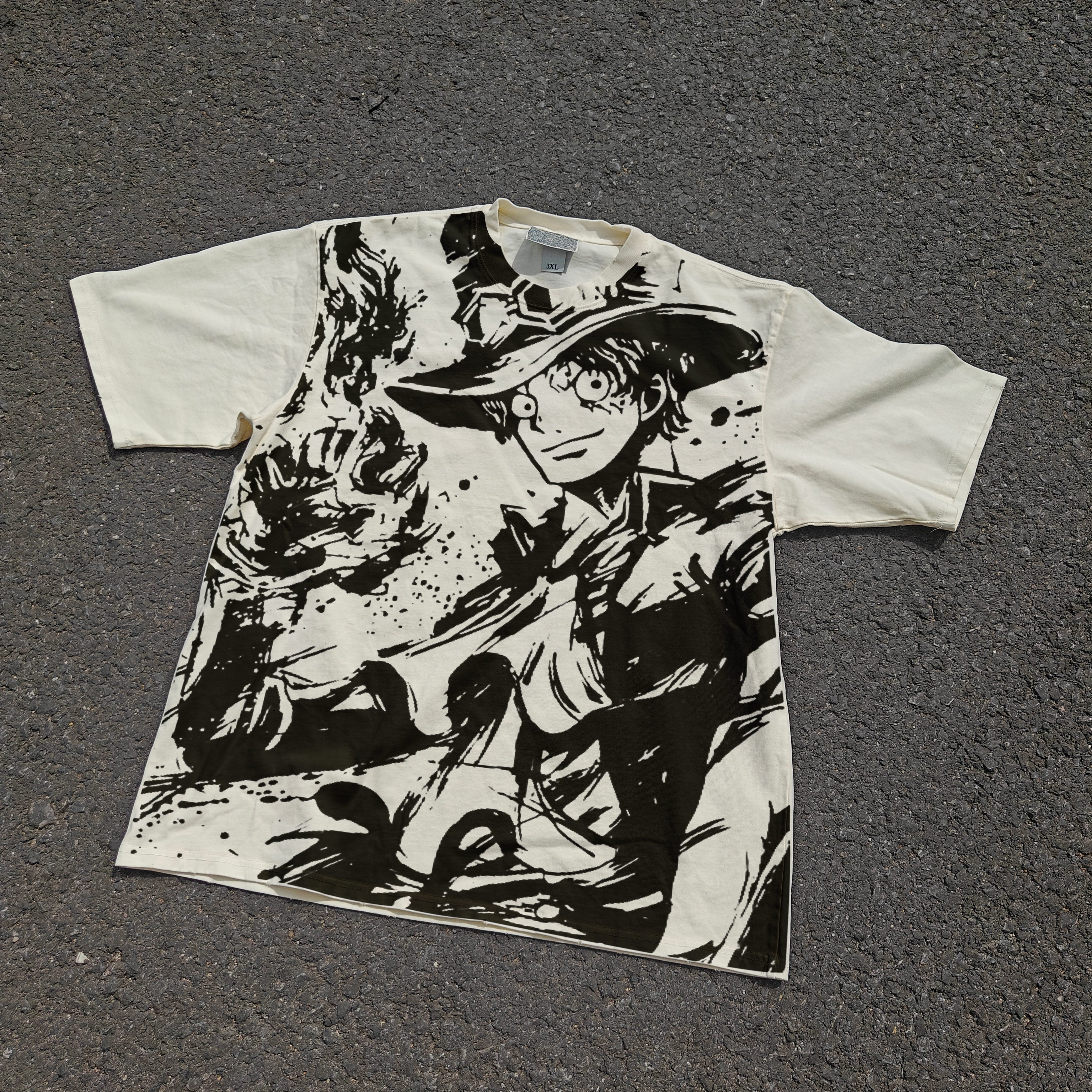 One Piece Sabo Dragon Claw Black & White Vintage Heavyweight Cotton T-Shirt 330g