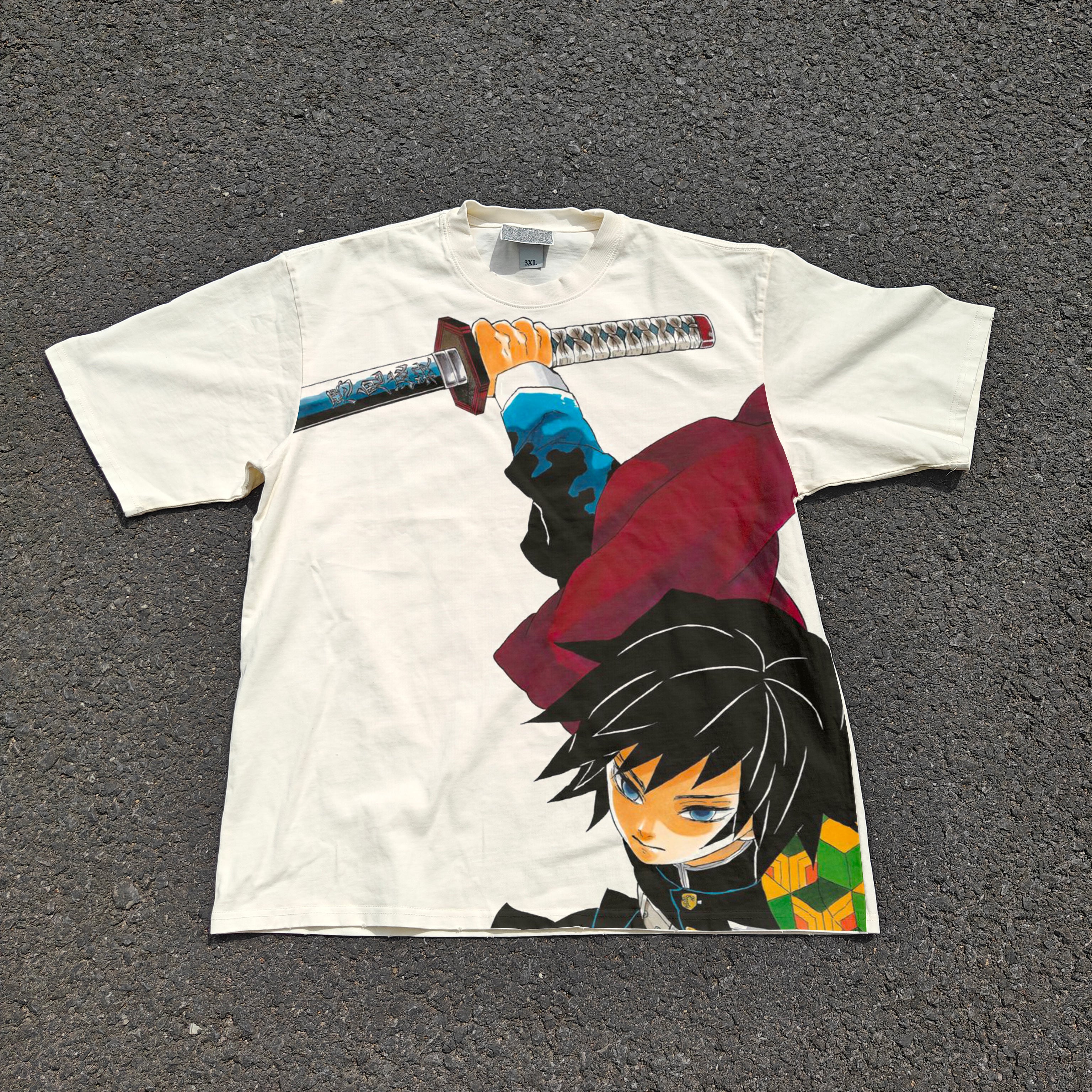 Demon Slayer Anime Giyu Tomioka Water Hashira Vintage Wash Heavyweight T-Shirt