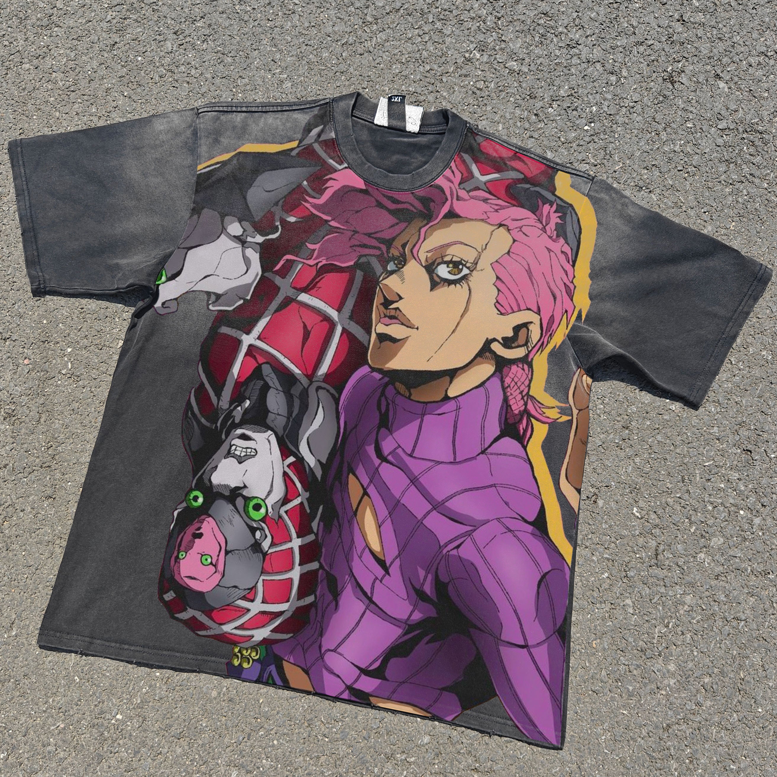 Jojo's Diavolo King Crimson Anime Vintage Wash Heavyweight Cotton T-Shirt 330gsm