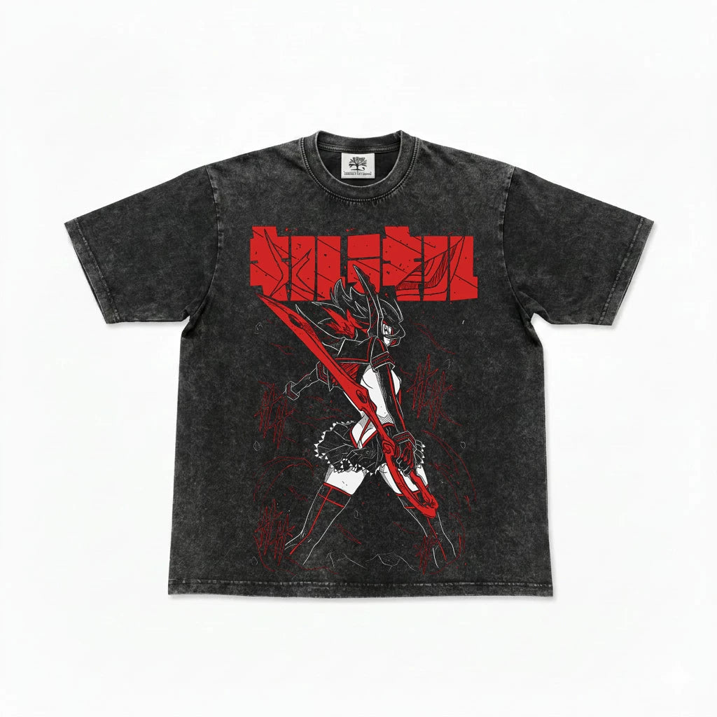 Ryuko Red Blade Oversized Washed T-Shirt