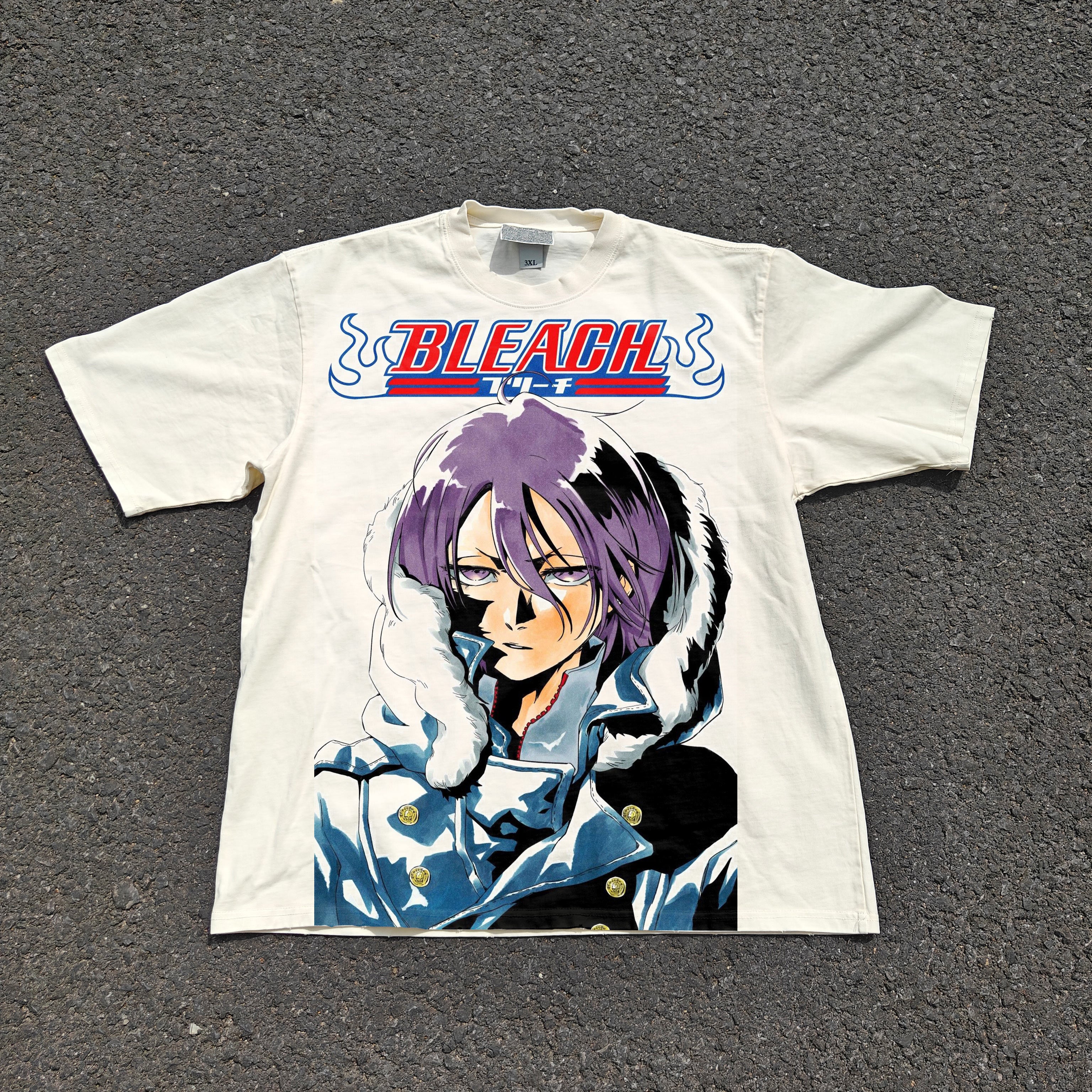 Bleach Anime Rukia All-Over-Print Vintage Wash Heavyweight Cotton T-Shirt 330gsm