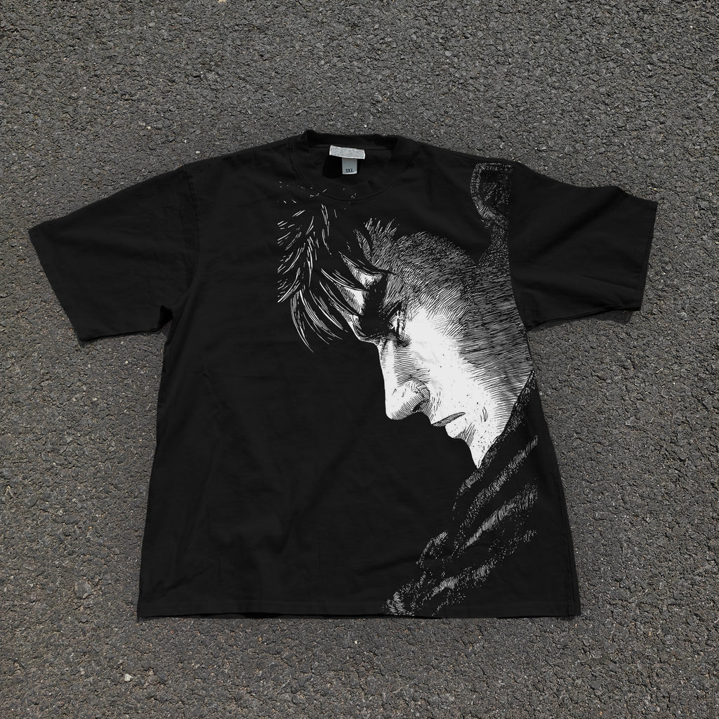 Black Swords Man Oversized 330gsm Heavyweight Cotton Black T-Shirt