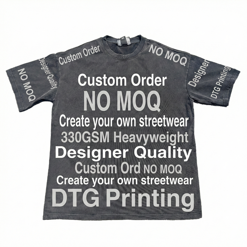 Fully Customizable Streetwear Make Your Own Heavyweight 330GSM Cotton T-Shirt