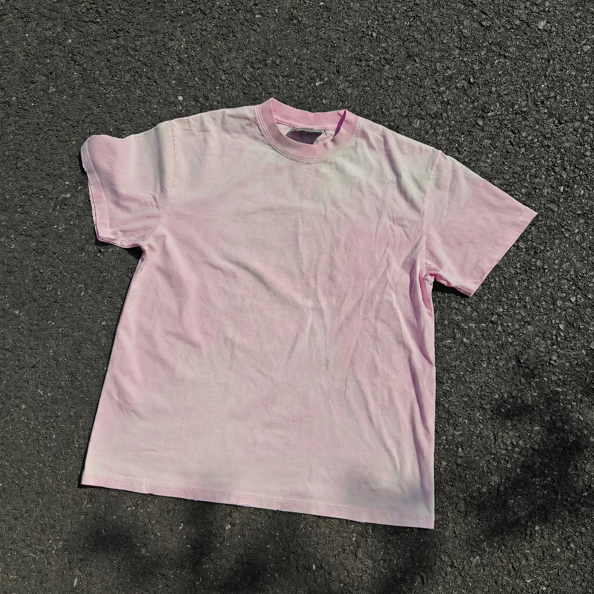 Boxy Oversized Streetwear Style Heavyweight 330GSM Cotton Pink T-Shirt (Washed & Distressed)
