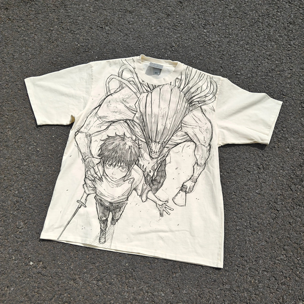 Yuta Rika Oversized 330gsm Heavyweight Cotton Baige T-Shirt