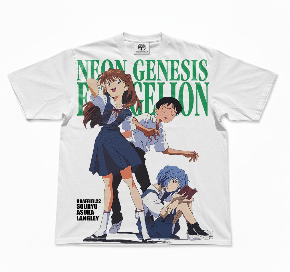 Asuka, Shinji & Rei School Graffiti Oversized T-Shirt