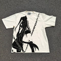 Blue Flame Shooter Chains Silhouette Oversized T-Shirt