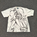 Blue Flame Shooter Sketch Oversized T-Shirt