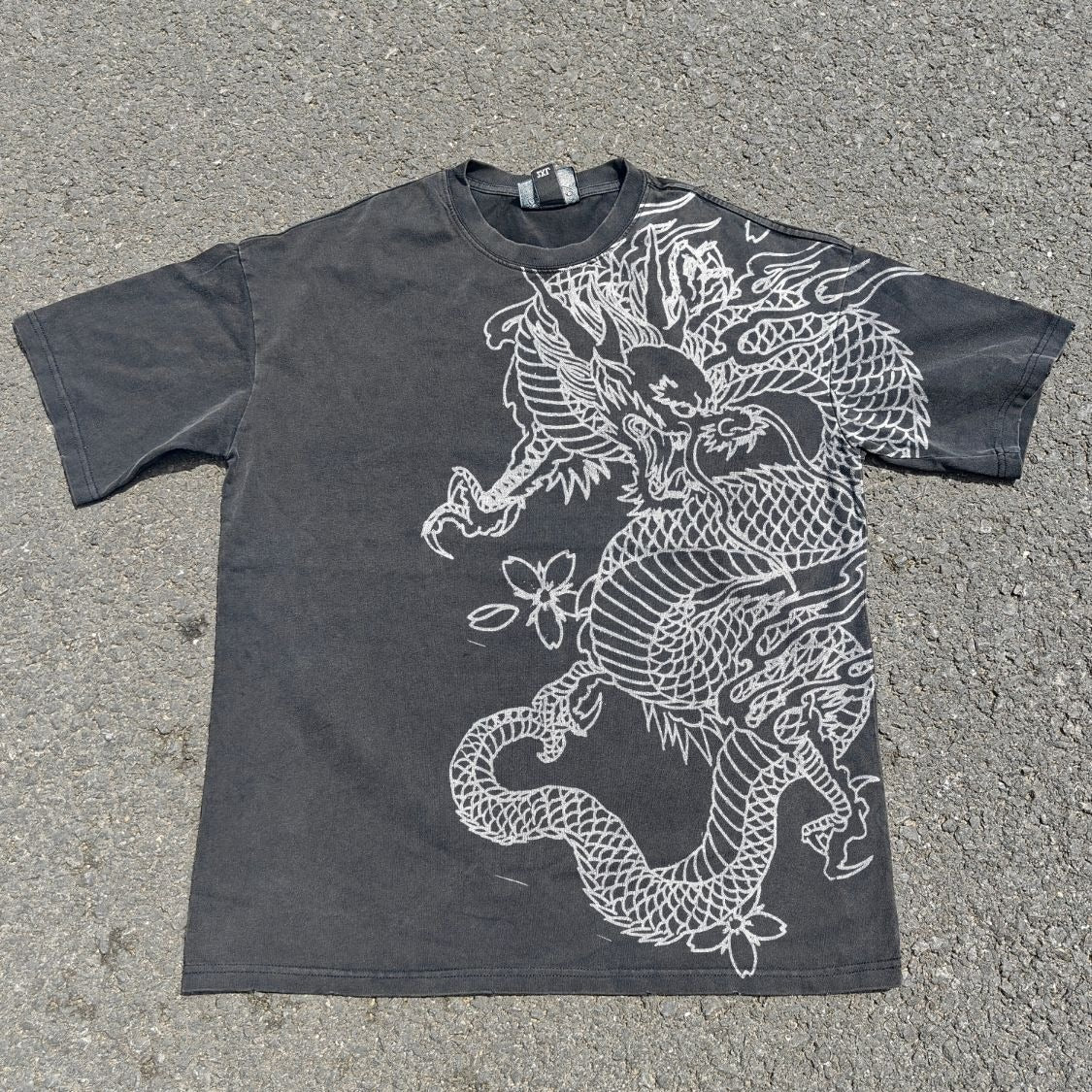 Cherry Blossom Dragon Oversized Washed T-Shirt
