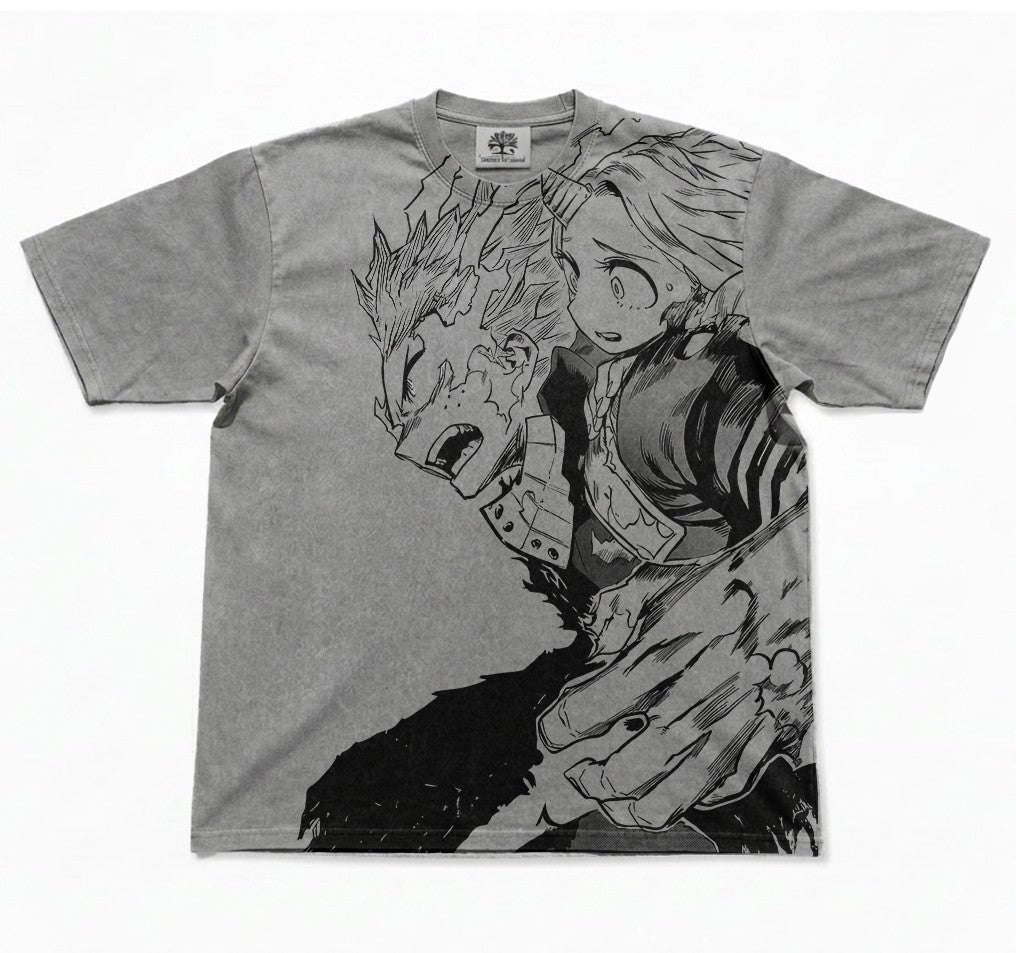 Deku & Eri Oversized Washed T-Shirt, Vintage Wash