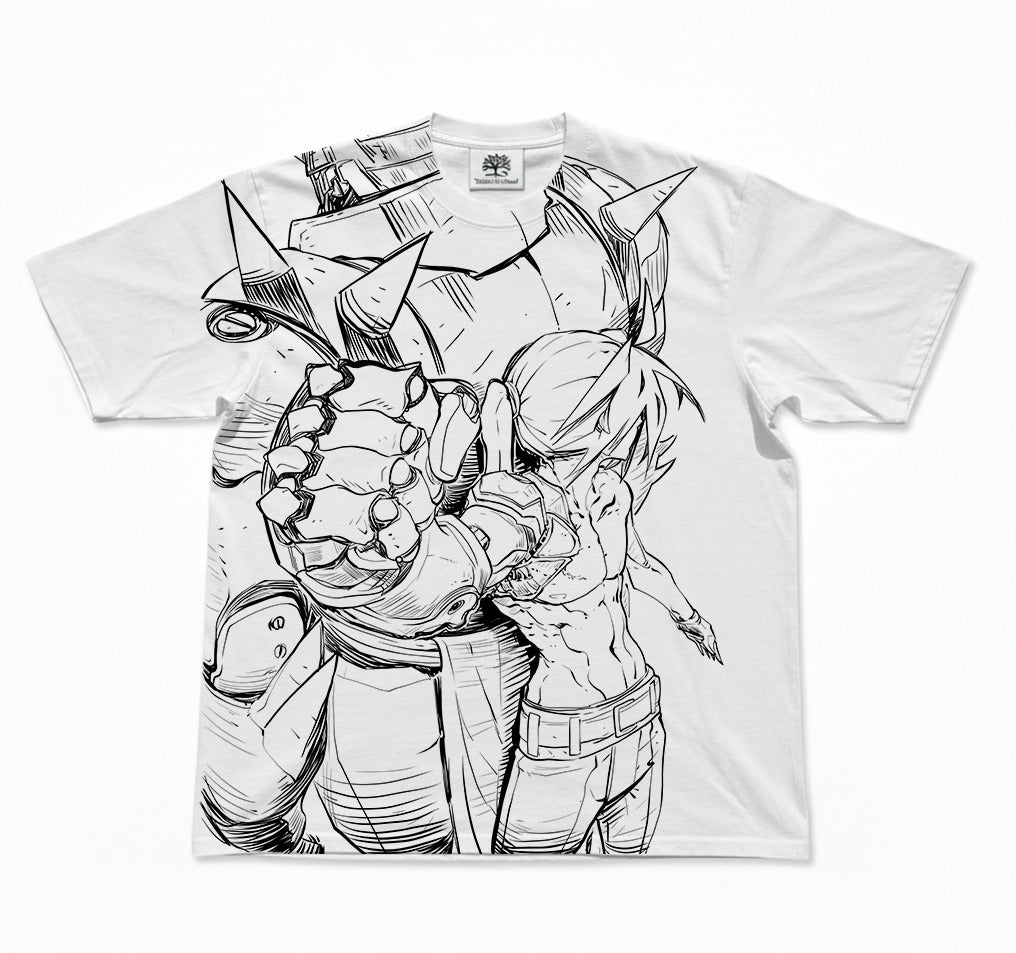 Edward & Alphonse Fist Bump Line Art Oversized T-Shirt