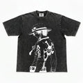 Fire Fist Ace Line Art Oversized Washed T-Shirt