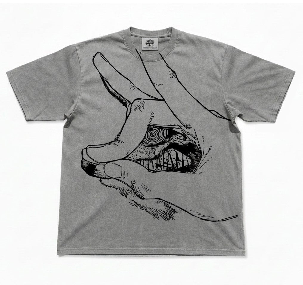 Fox Devil Oversized Washed T-Shirt, Vintage Wash