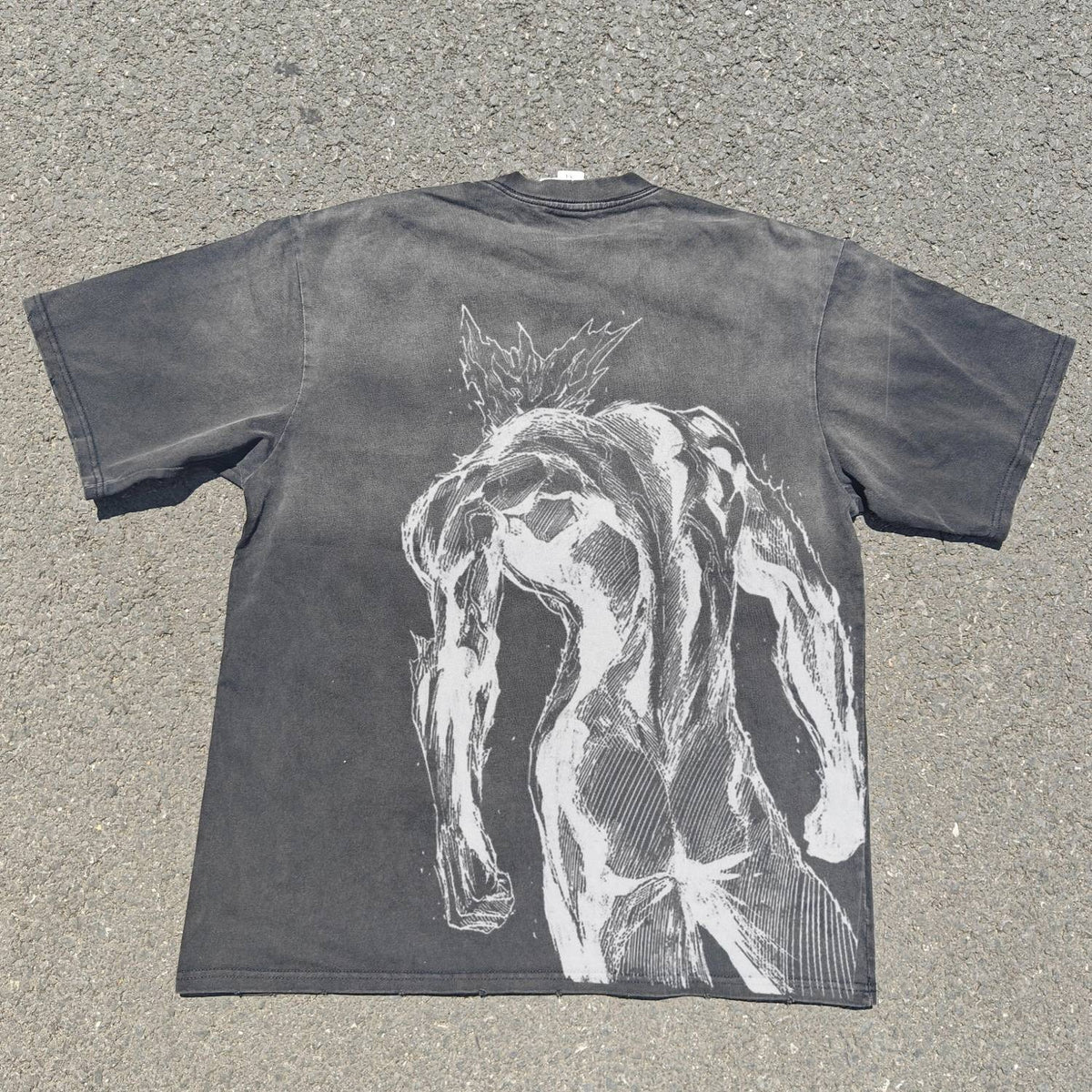 Garou Monster Mask Double Sided Oversized Washed T-Shirt, back