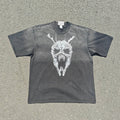 Garou Monster Mask Double Sided Oversized Washed T-Shirt, front