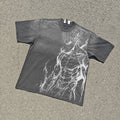 Garou Sketch Silhouette Oversized Washed T-Shirt