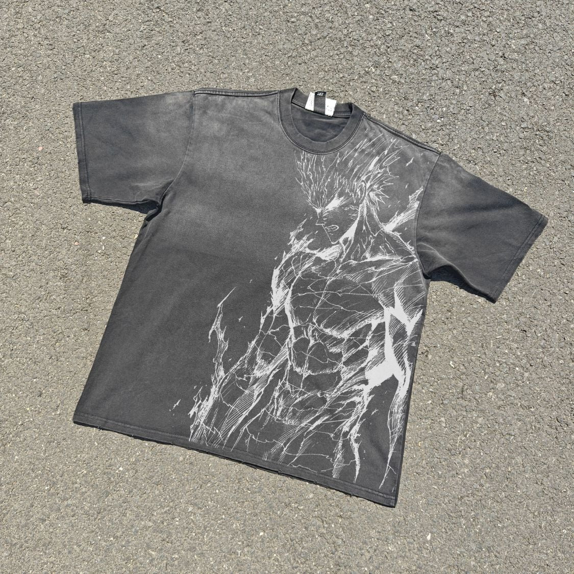 Garou Sketch Silhouette Oversized Washed T-Shirt