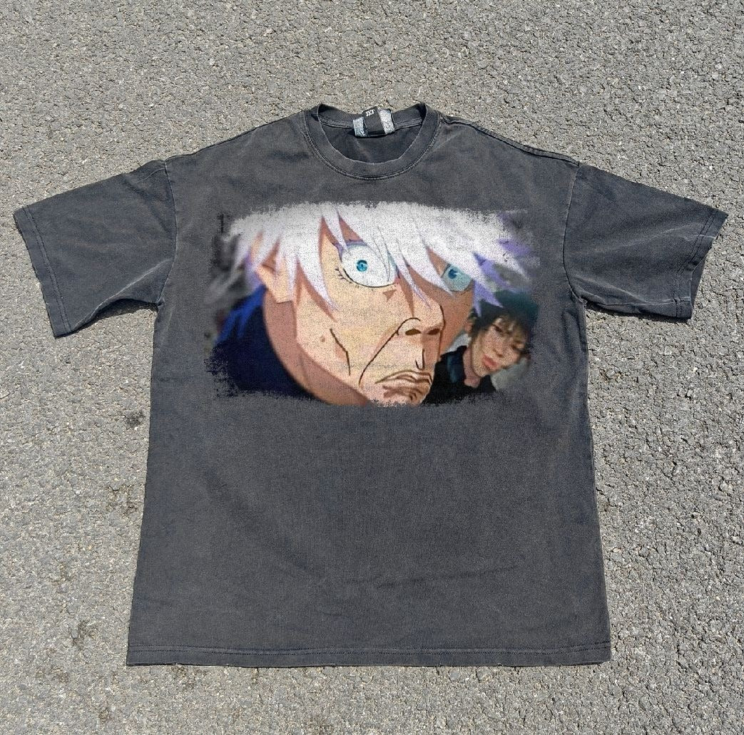 Gojo Shocked Face Oversized Washed T-Shirt