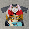 Haruko & Naota Peace Sign Oversized Washed T-Shirt