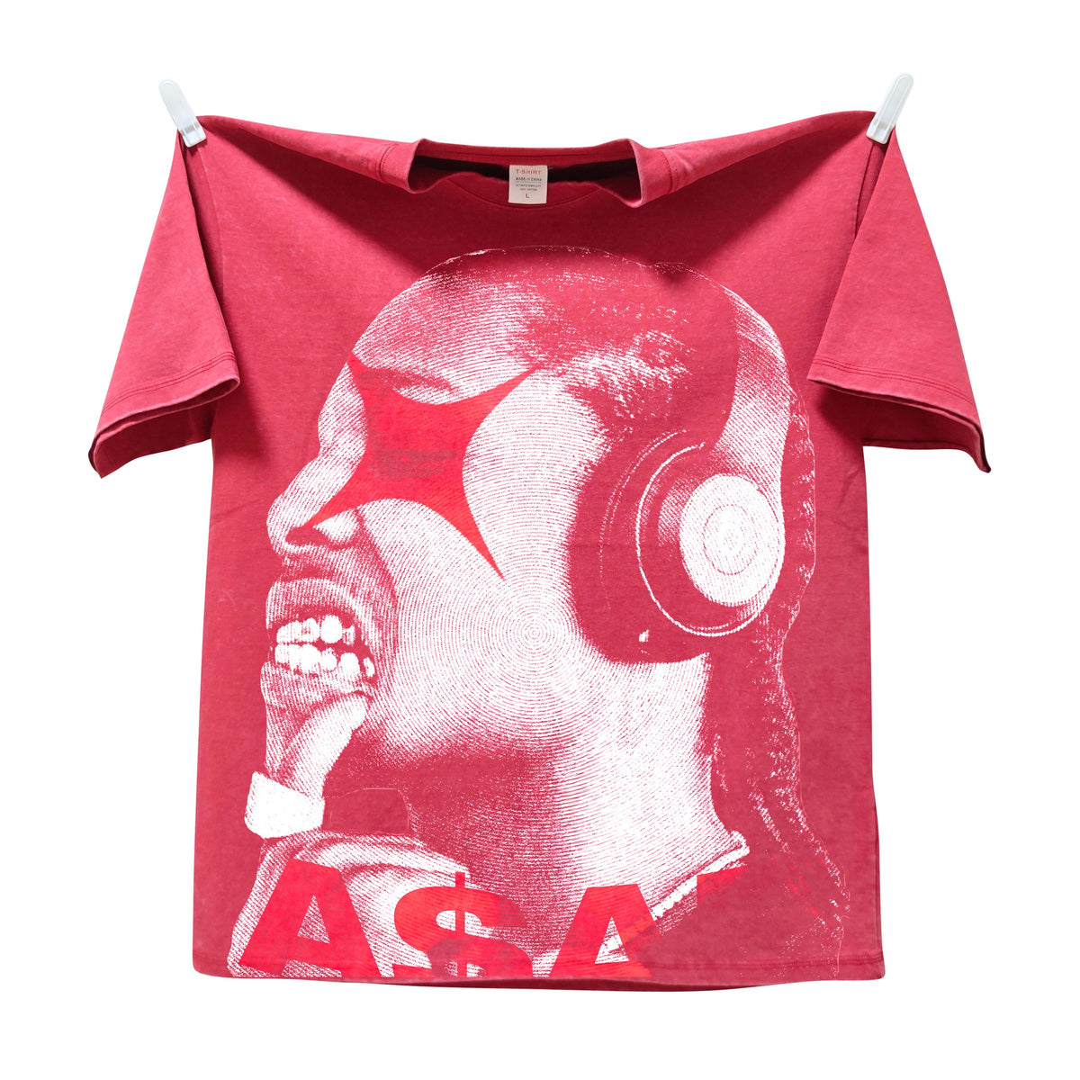 Real photo of the Headphones Star Portrait Oversized Washed T-Shirt