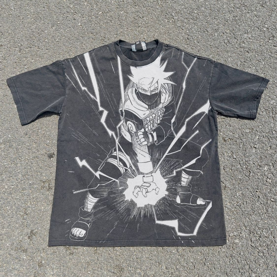 Kakashi Lightning Blade Oversized Washed T-Shirt