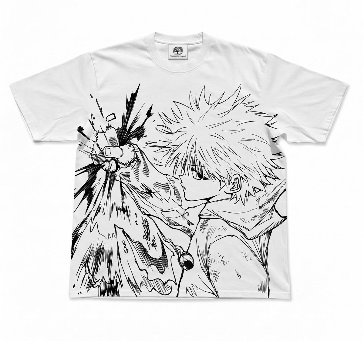 Killua Thunder Punch Oversized T-Shirt, White
