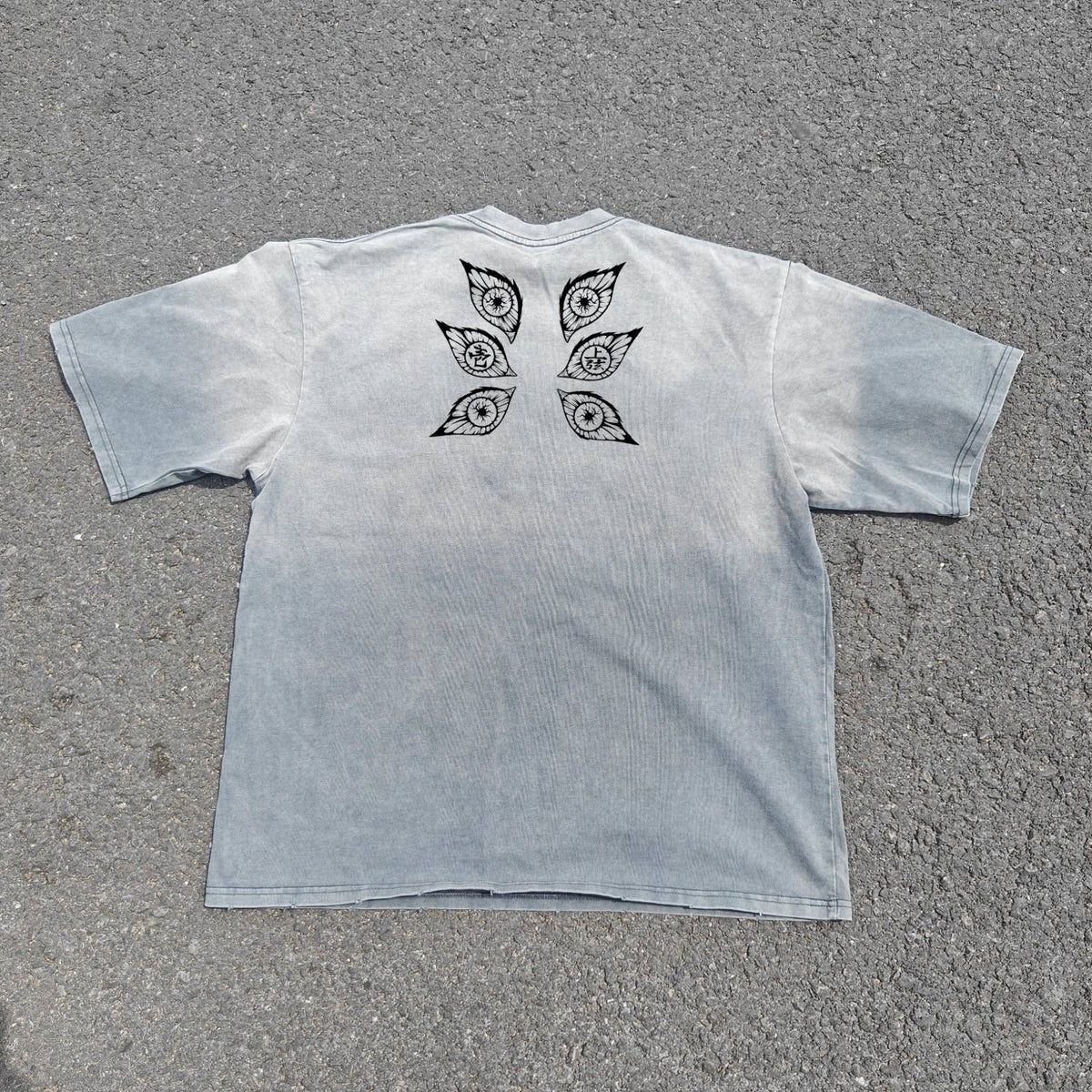 Kokushibo Six Eyes Double Sided Oversized Washed T-Shirt, back