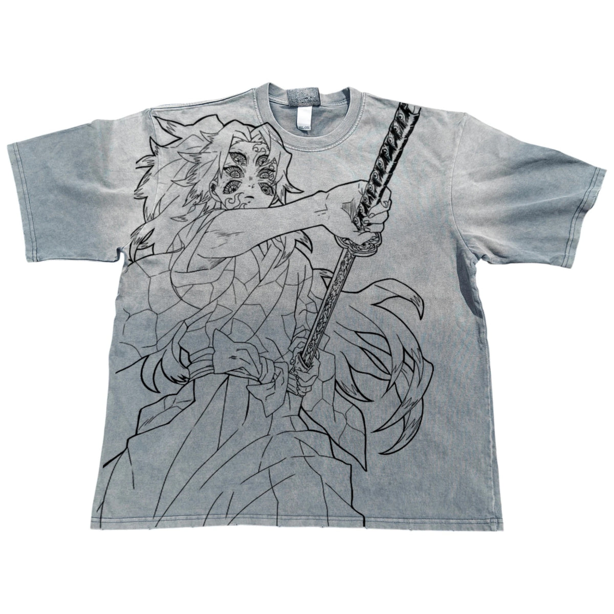 Kokushibo Six Eyes Double Sided Oversized Washed T-Shirt, front flat lay