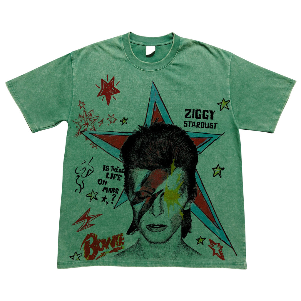 Lightning Bolt Star Portrait Oversized Washed T-Shirt