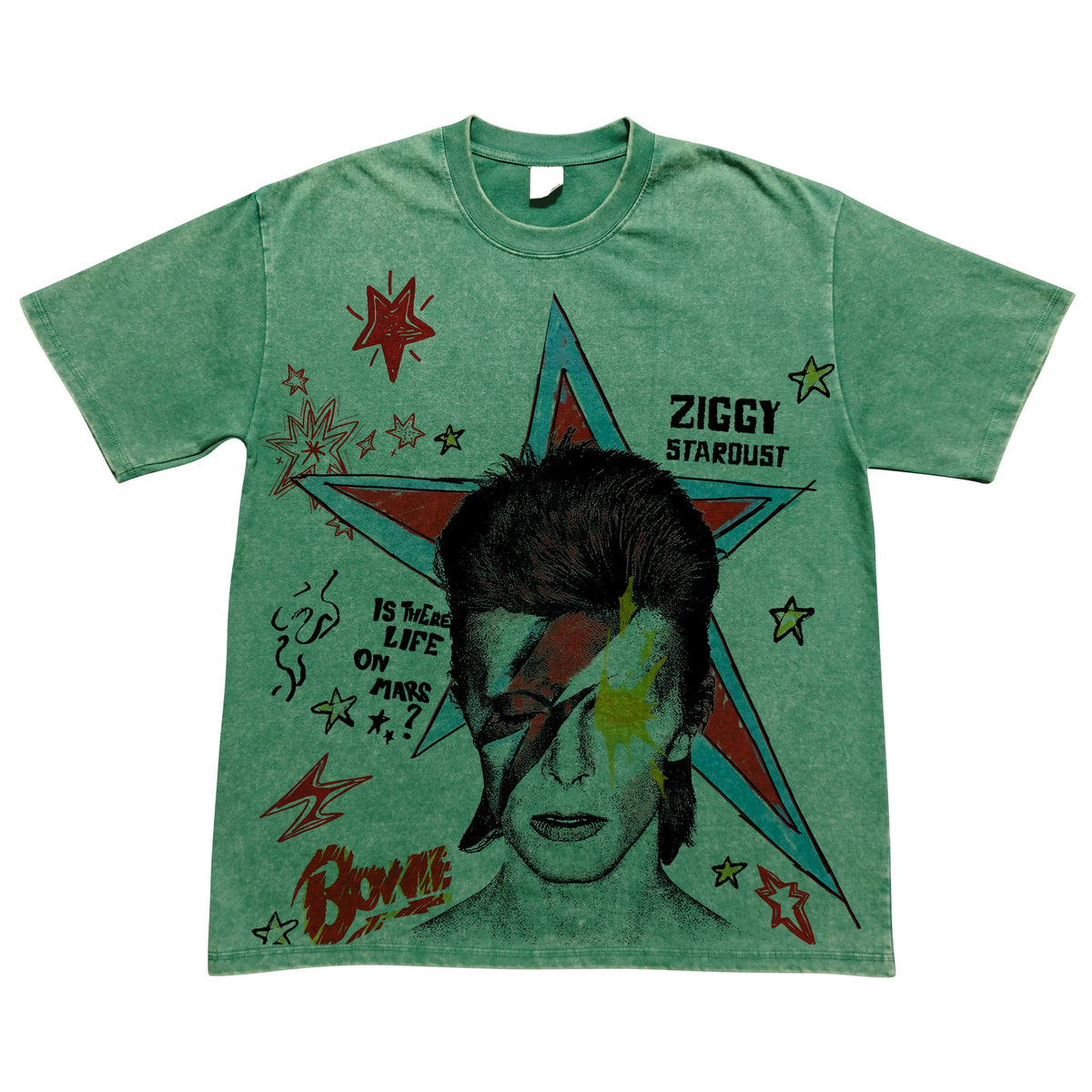 Lightning Bolt Star Portrait Oversized Washed T-Shirt