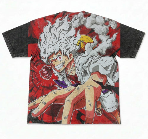 Luffy Gear 5 Double Sided Oversized Washed T-Shirt, back