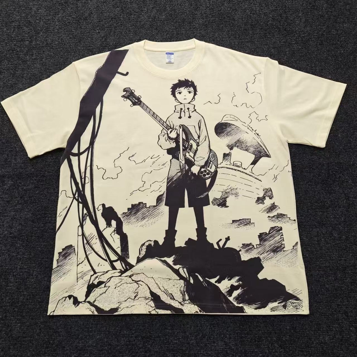 Real photo of the Naota Bass Wasteland Manga Oversized T-Shirt
