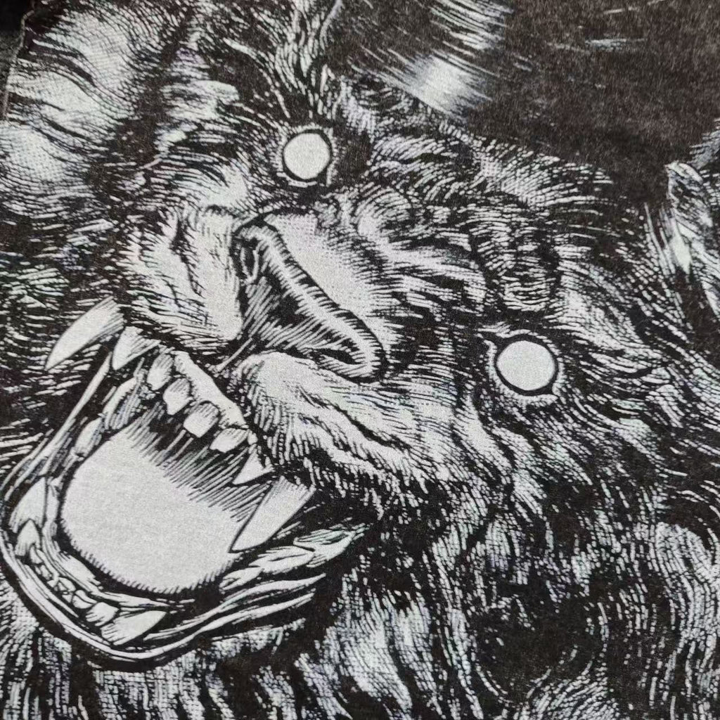 Real photo of the Nosferatu Zodd Apostle Washed Oversized T-Shirt, close-up