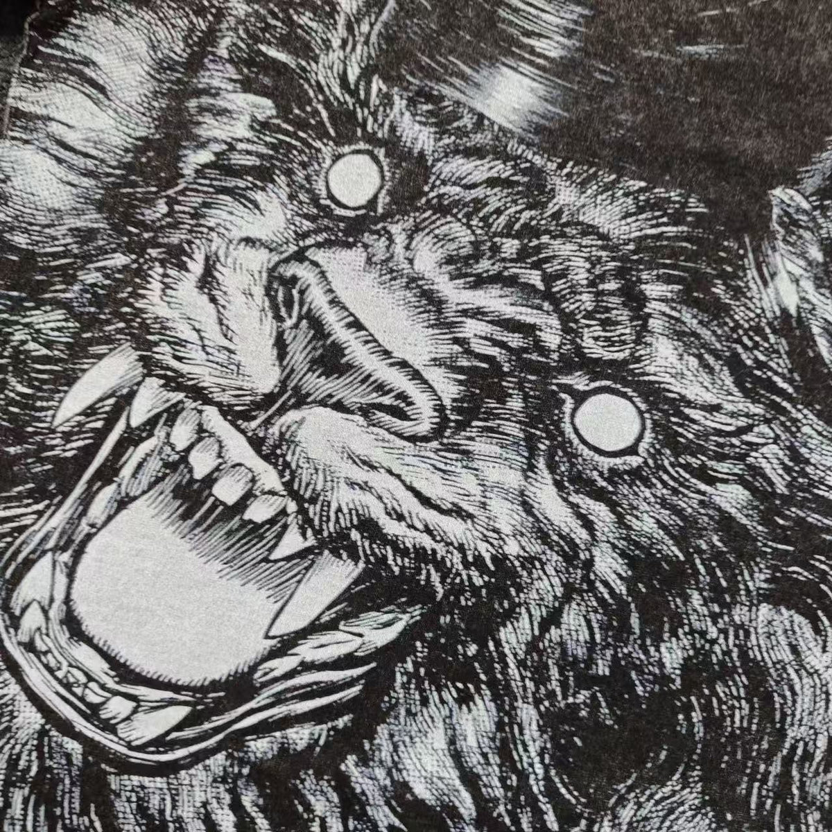 Real photo of the Nosferatu Zodd Apostle Washed Oversized T-Shirt, close-up