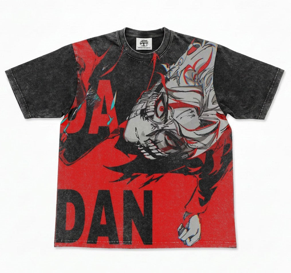 Okarun Possessed Oversized Washed T-Shirt, 300gsm Heavy