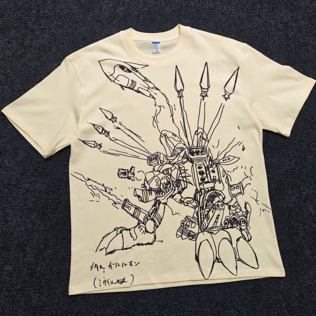 Real photo of the Metal Garurumon Sketch Oversized T-Shirt