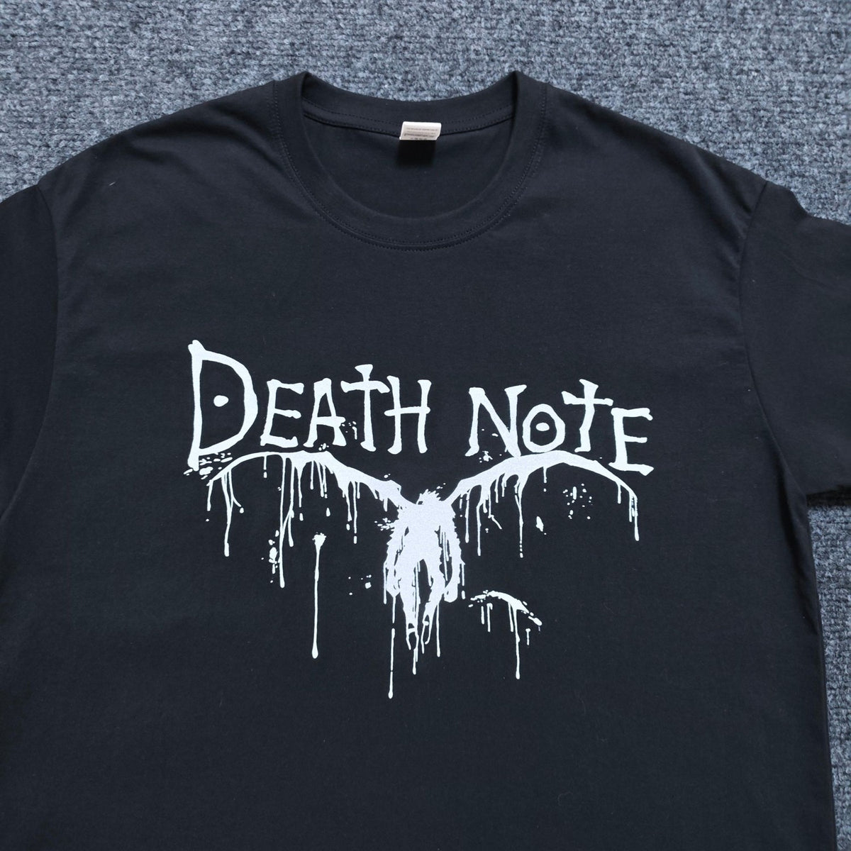 Real photo of the Shinigami Minimalist Graphic T-Shirt, print close-up