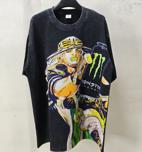 Real photo of the Zeppeli & Energy Drink Washed Oversized T-Shirt on a hanger