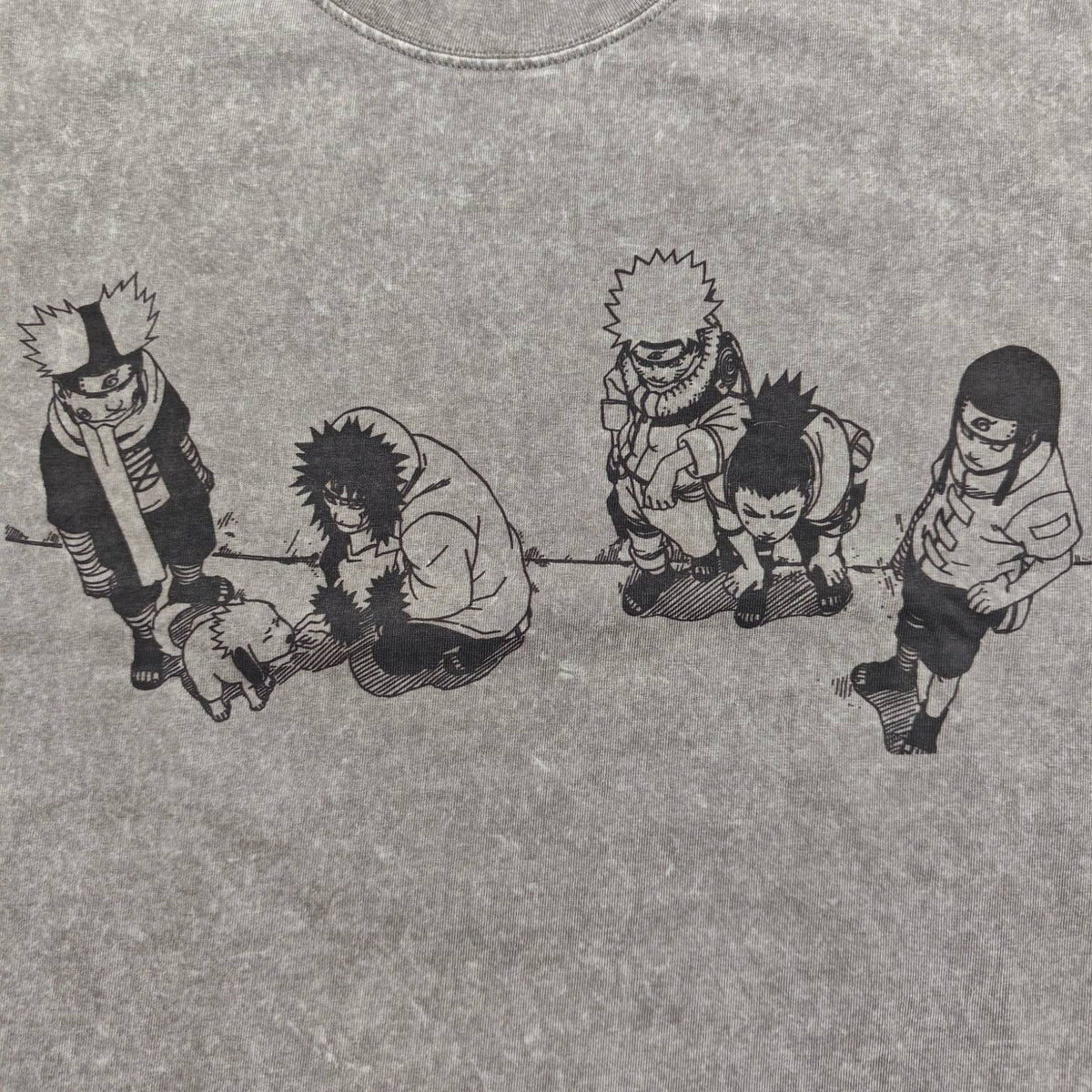 Real photo of the Sasuke Retrieval Arc Oversized T-Shirt, print close-up