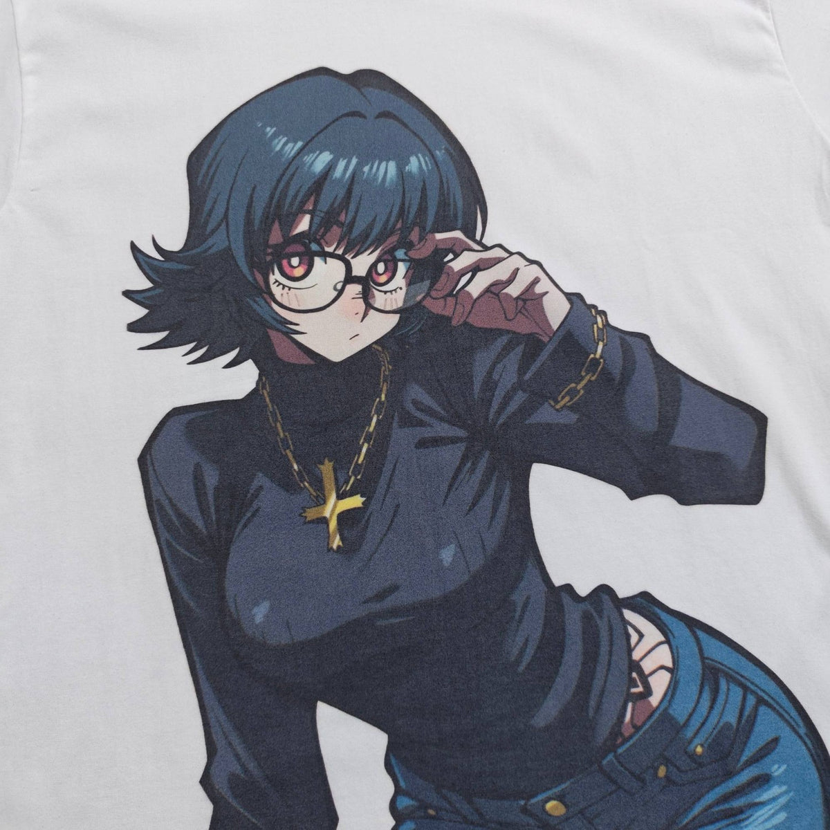 Real photo of the Shizuku Graphic Print T-Shirt, print close-up