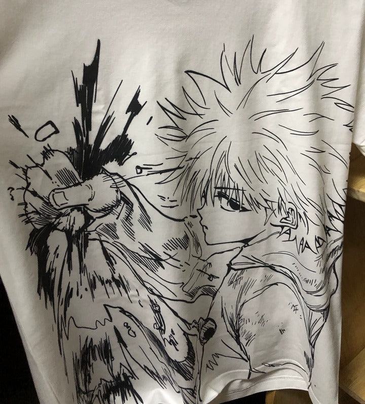 Real photo of the Killua Thunder Punch Oversized T-Shirt, White
