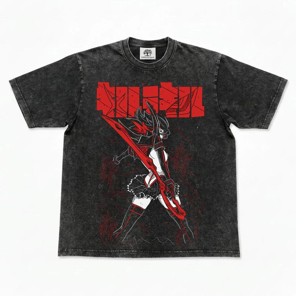 Ryuko Red Blade Oversized Washed T-Shirt
