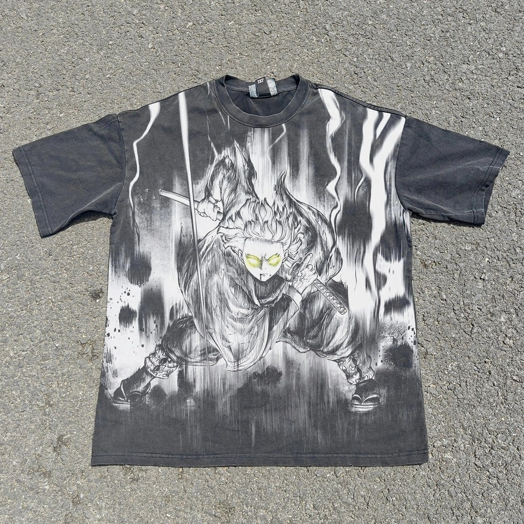Sanemi Glowing Eyes Oversized Washed T-Shirt