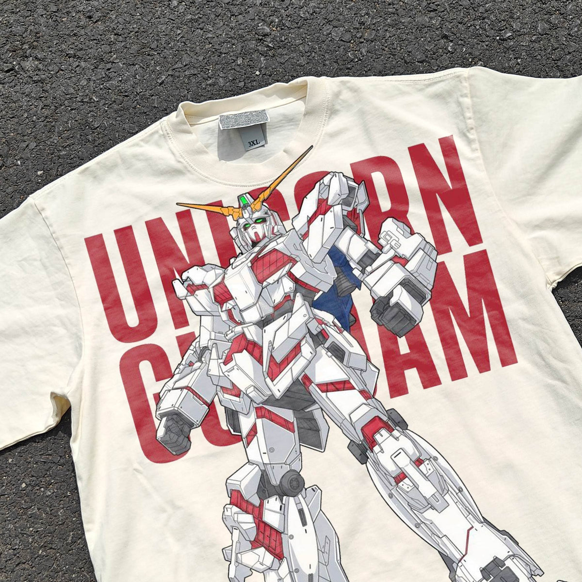 Unicorn Mobile Suit Oversized T-Shirt, print detail