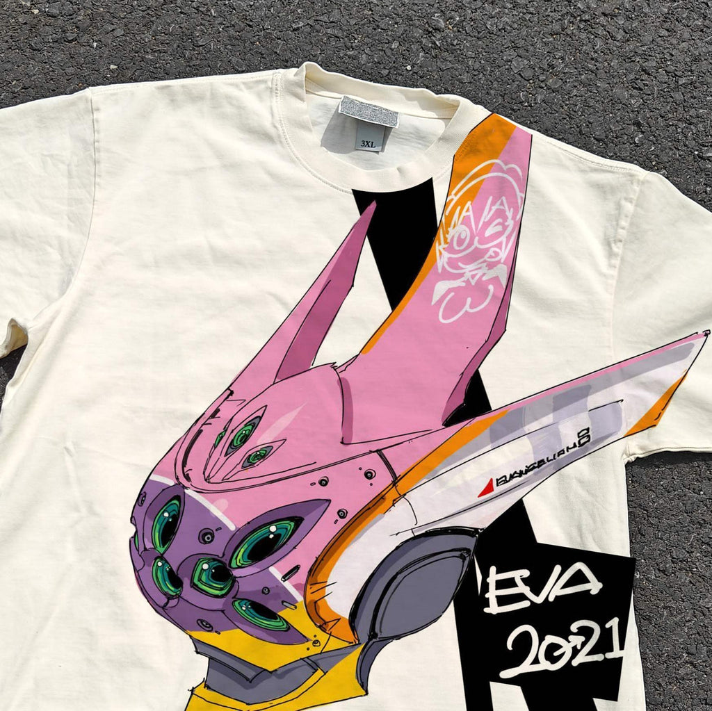 Unit-08 Pink Head Sketch Oversized T-Shirt, print detail