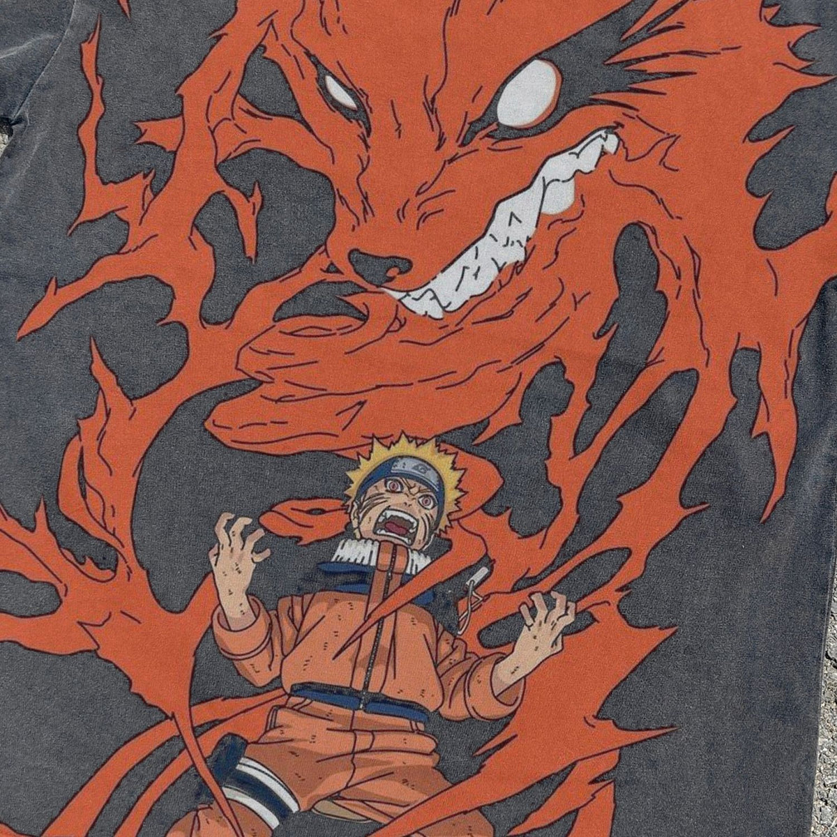 Uzumaki & Nine-Tails Fox Oversized Washed T-Shirt, print detail