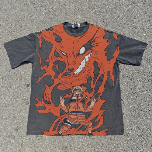 Uzumaki & Nine-Tails Fox Oversized Washed T-Shirt