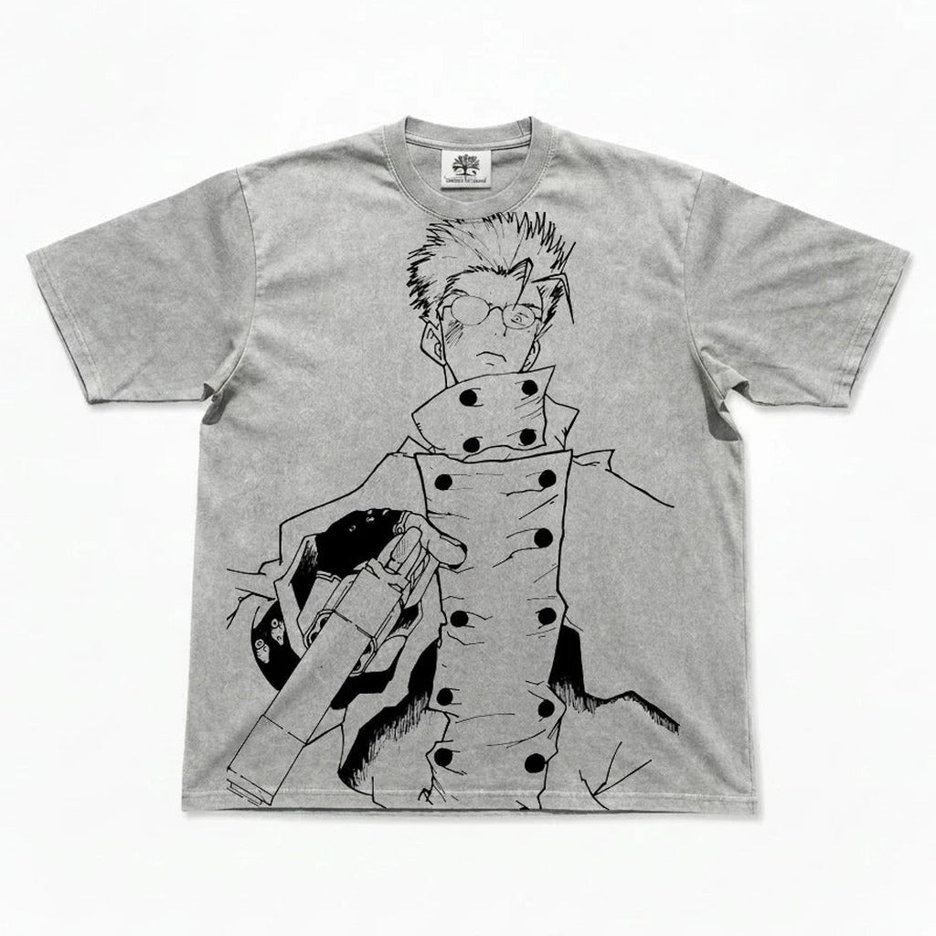 Vash Stampede Line Art Washed Grey T-Shirt